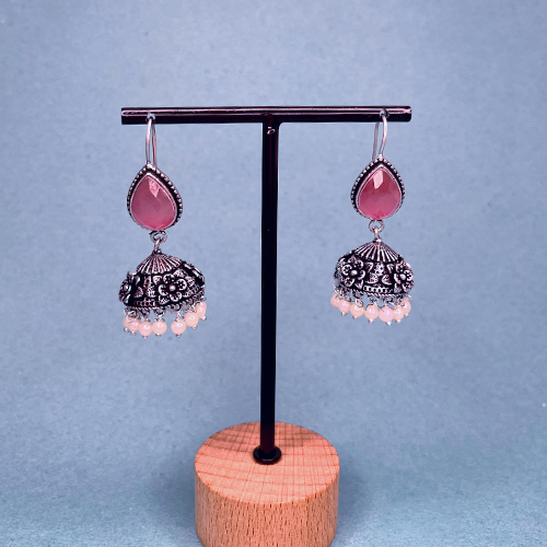 Traditional Jhumka with pink touch Earrings