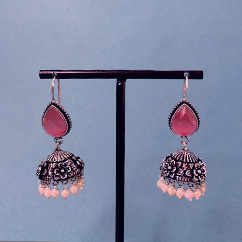 Traditional Jhumka with pink touch Earrings