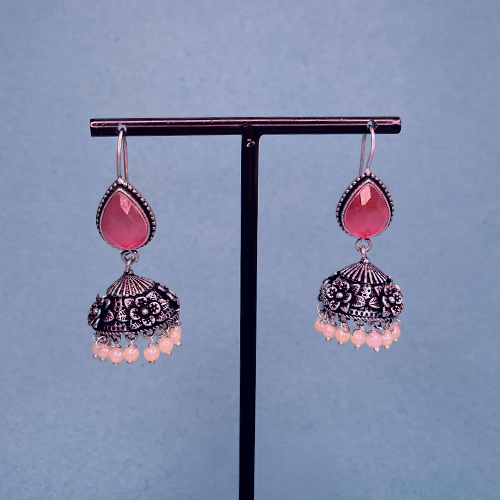 Traditional Jhumka with pink touch Earrings