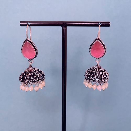 Traditional Jhumka with pink touch Earrings