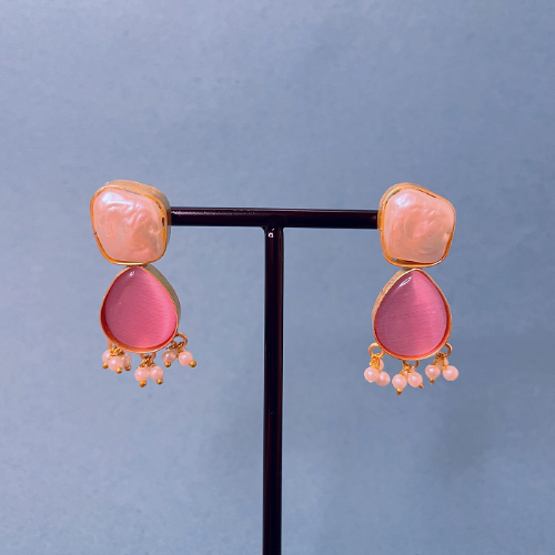 Delicate Rose Pink Stud Earrings