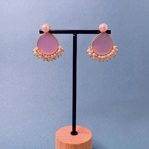 Bold Pink Rock Drop Earrings