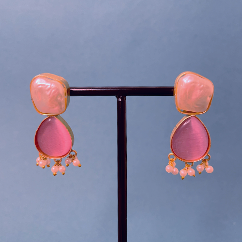 Delicate Rose Pink Stud Earrings