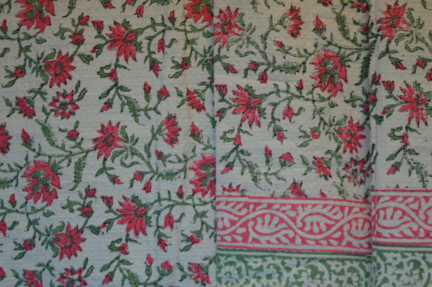 Green & Pink Floral Cotton Towel Set