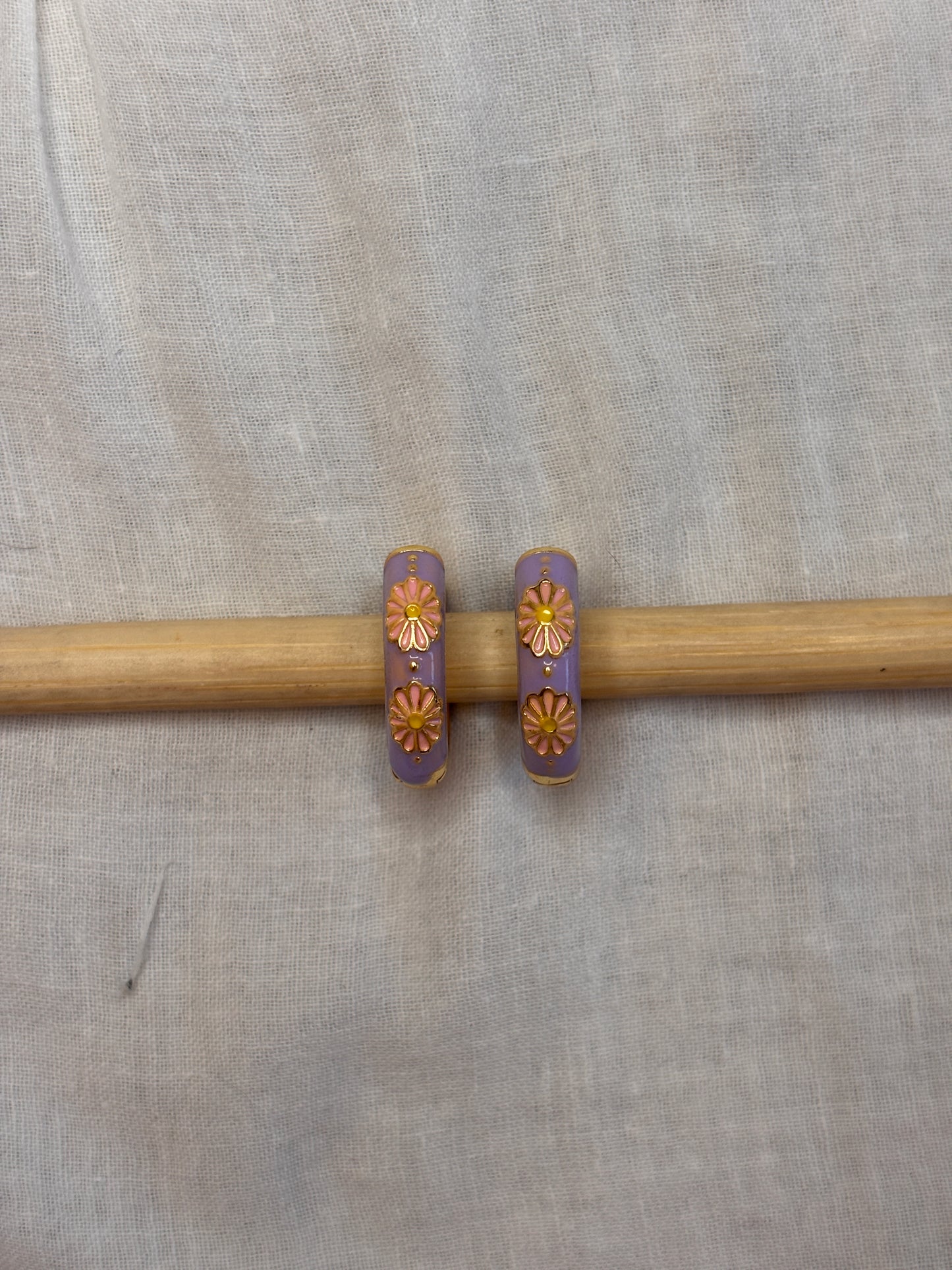 Purple Daisy Mini Hoops