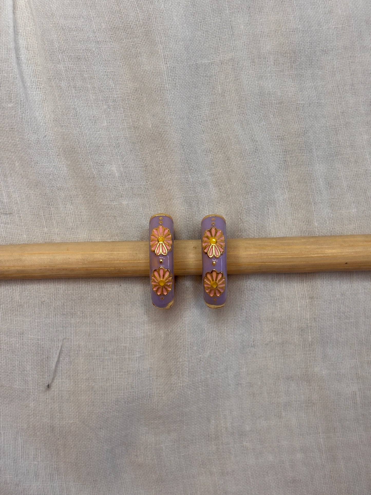 Purple Daisy Mini Hoops