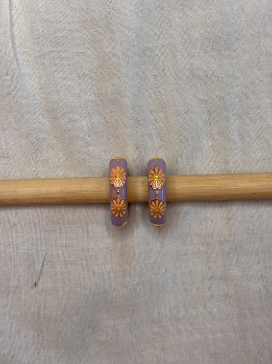 Purple Daisy Mini Hoops