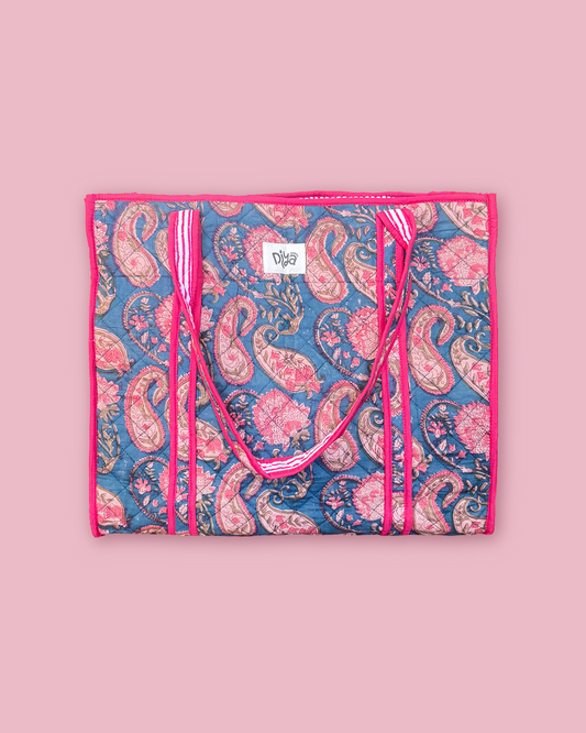 Teal Paisley Laptop Tote Bag