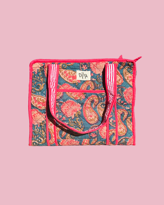 Teal Paisley Medium Tote