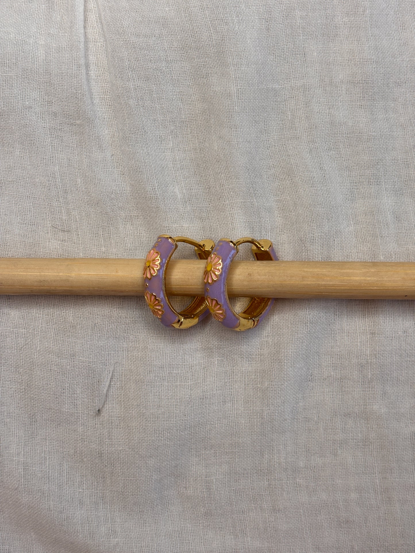 Purple Daisy Mini Hoops
