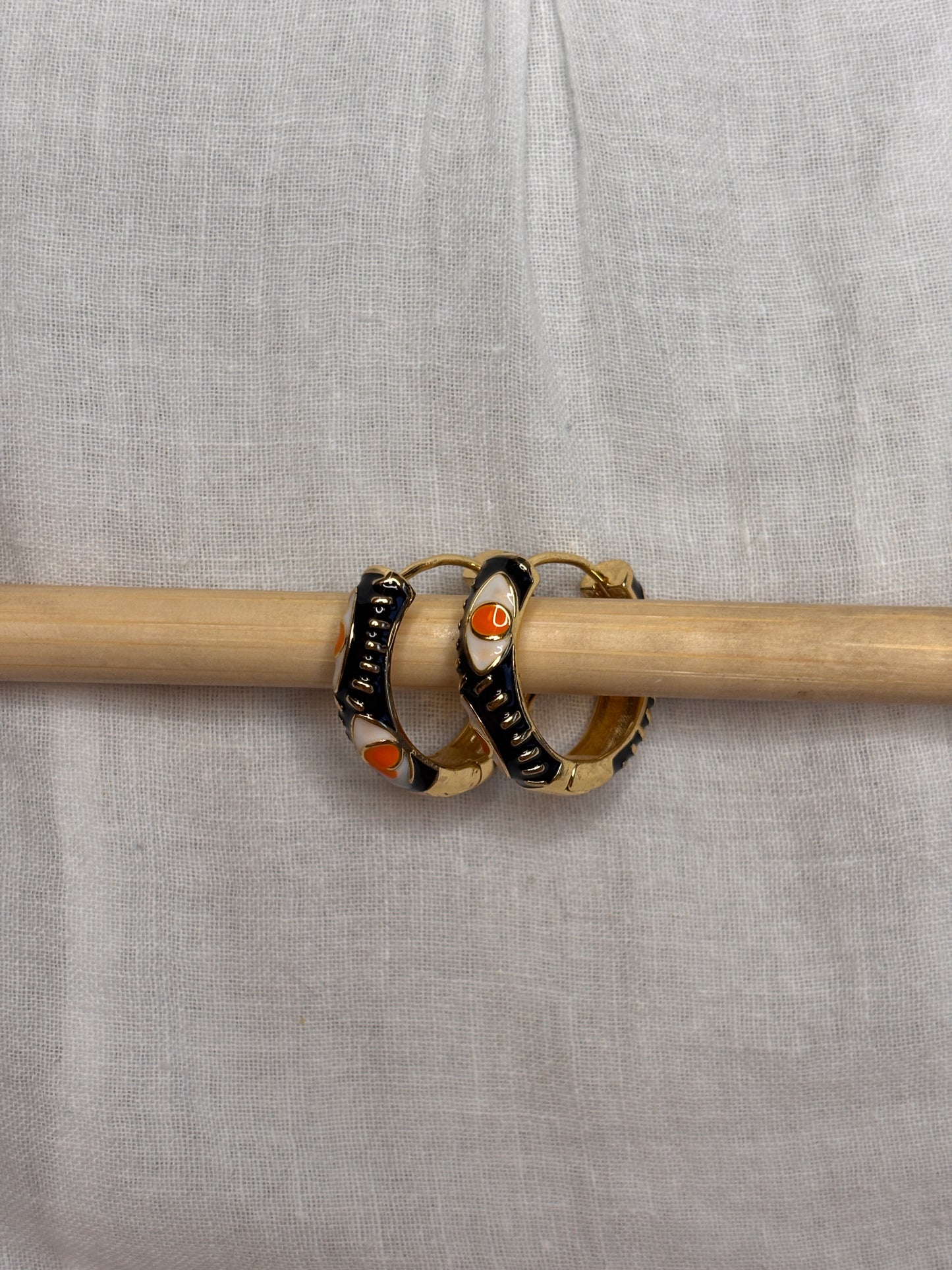 Black Snake Eye Mini Hoops
