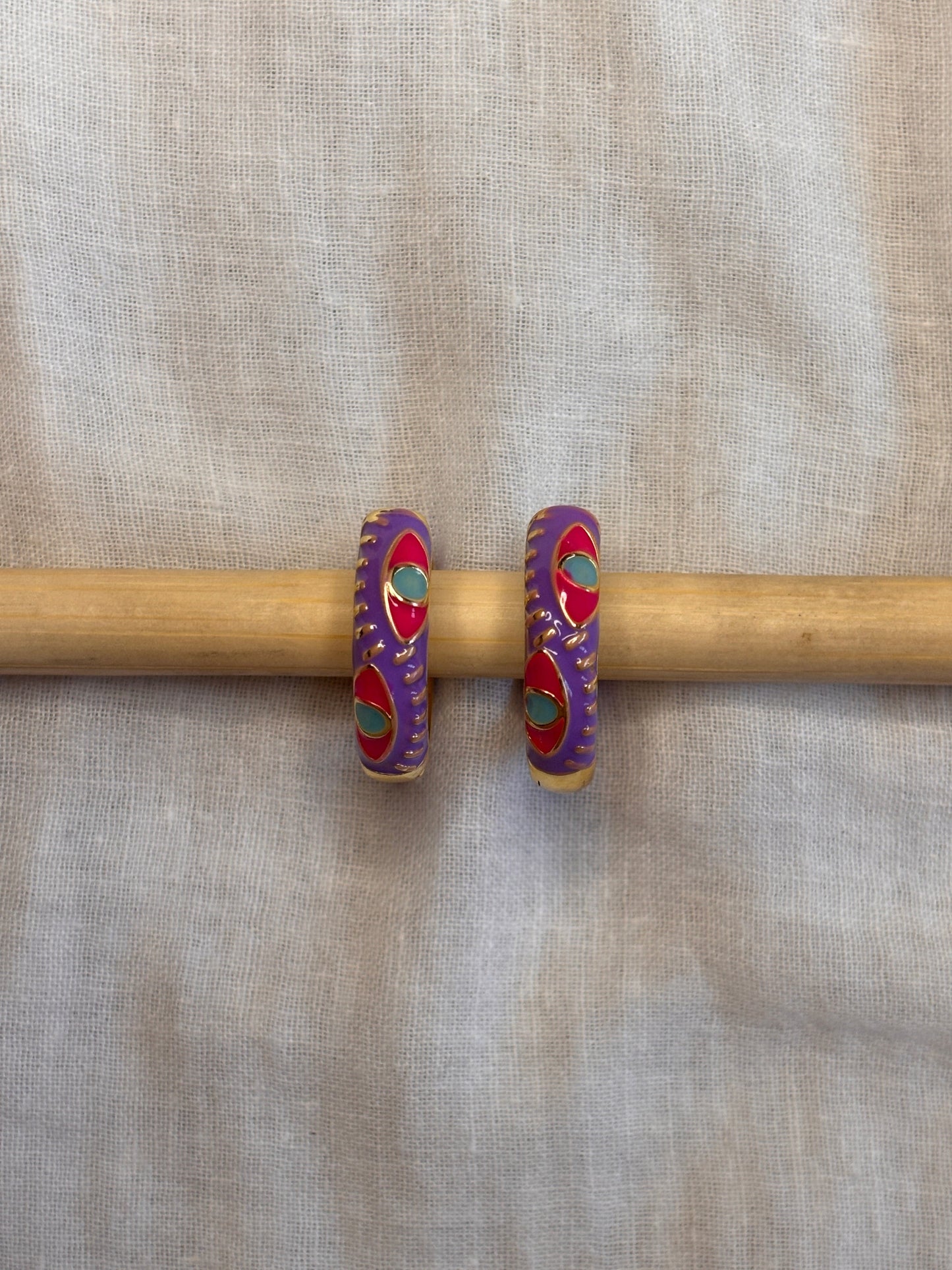 Purple Snake Eye Mini Hoops
