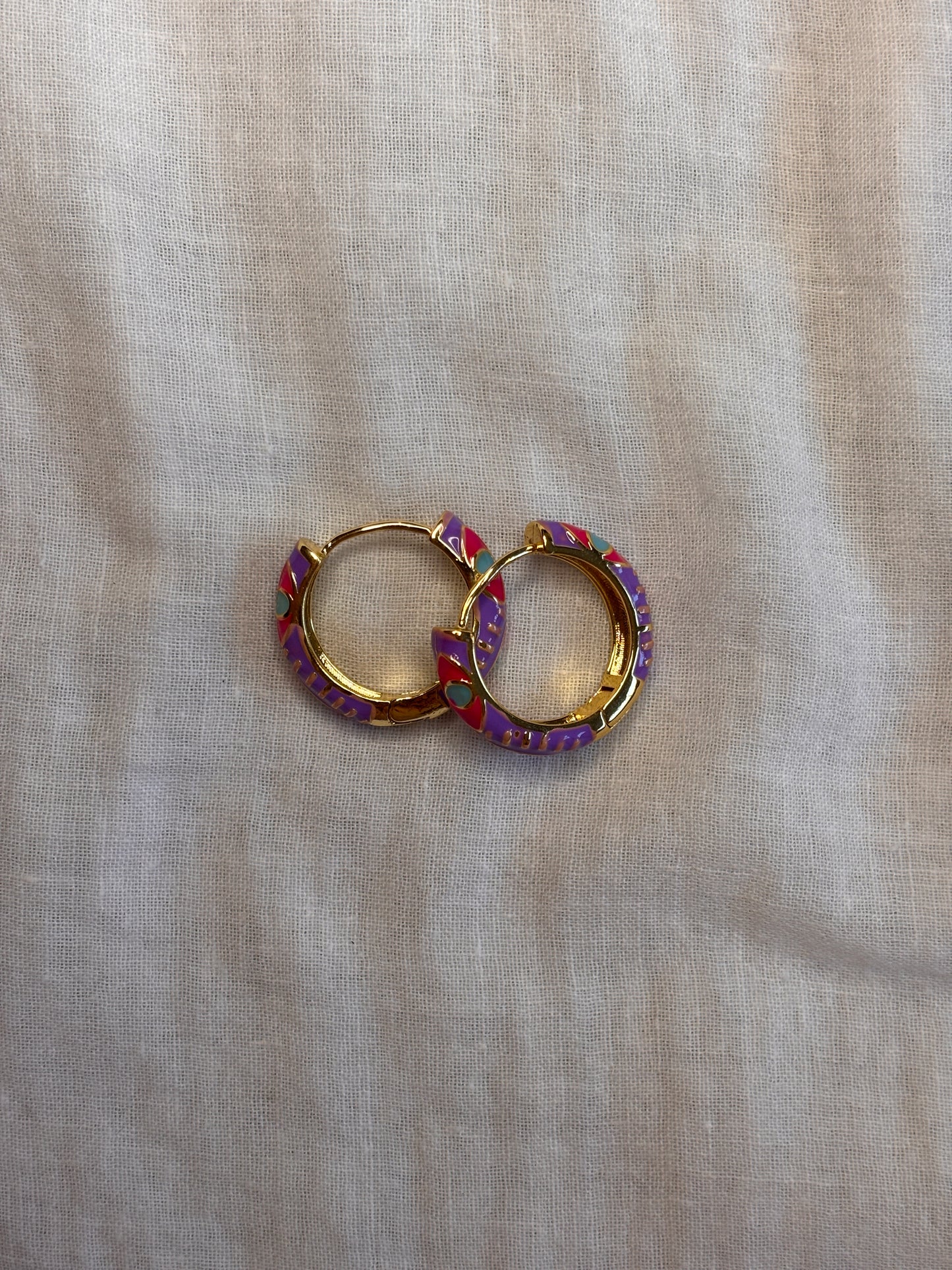 Purple Snake Eye Mini Hoops