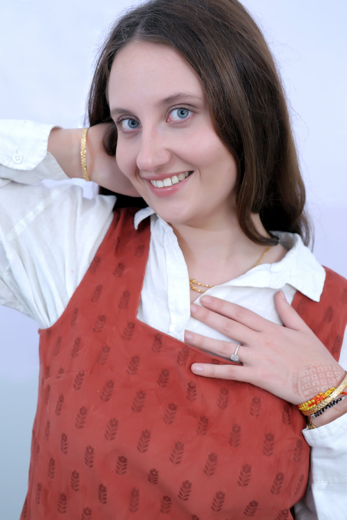 Crimson Red Motif Cord Dress