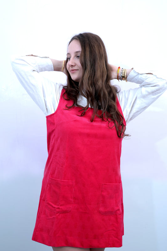 Blush Pink Motif Cord Dress