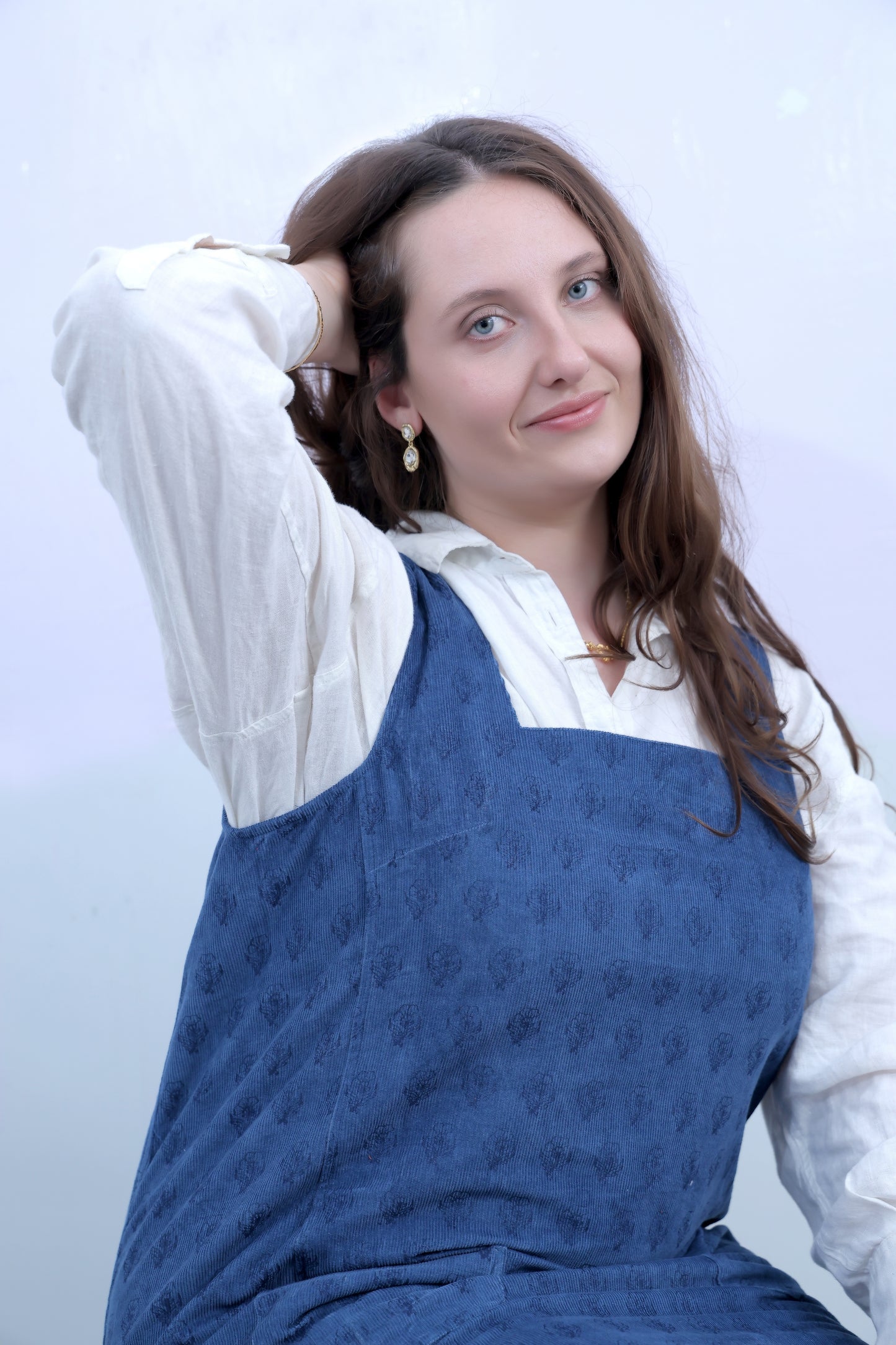 Azure Blue Motif Cord Dress