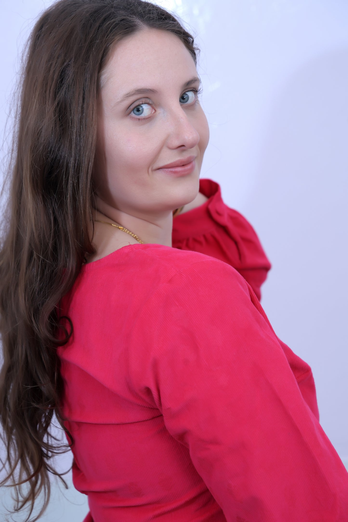 Pink Cord Full Sleeve Dress