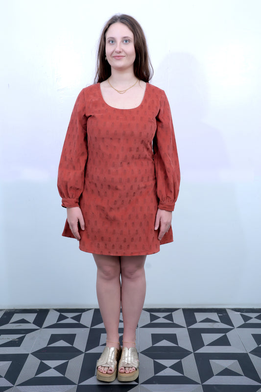 Orange Cord Full Sleeve Dress