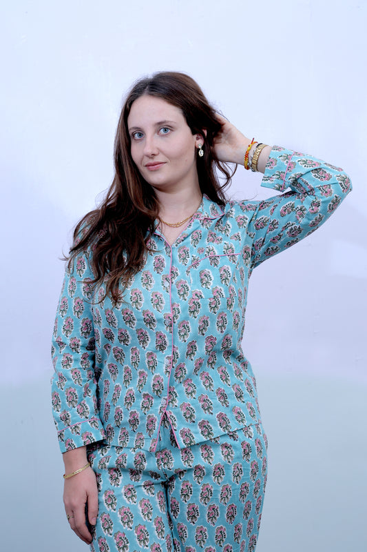 Baby Blue Cotton Pyjamas