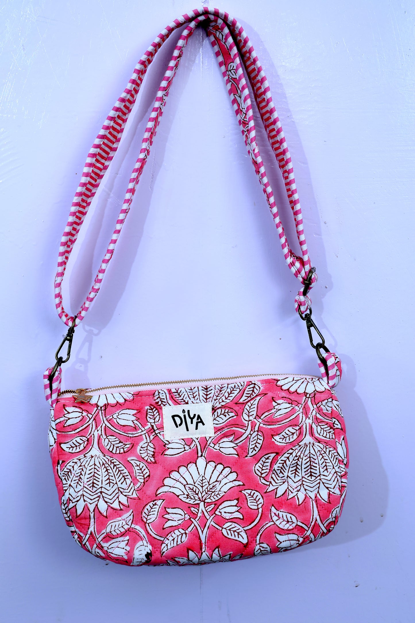 Pink & White Crossbody Bag