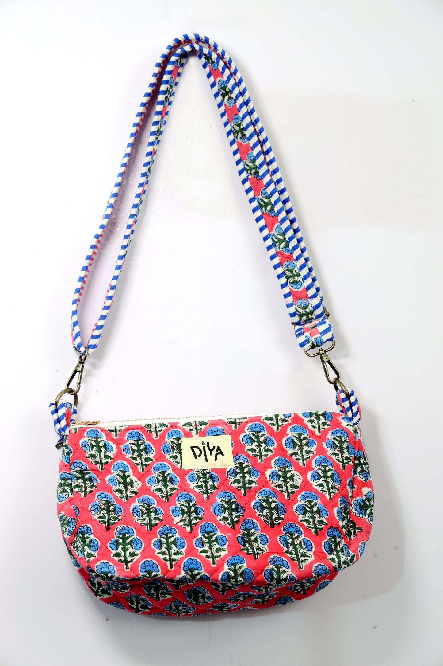 Pink & Blue Floral Cross Body Bag