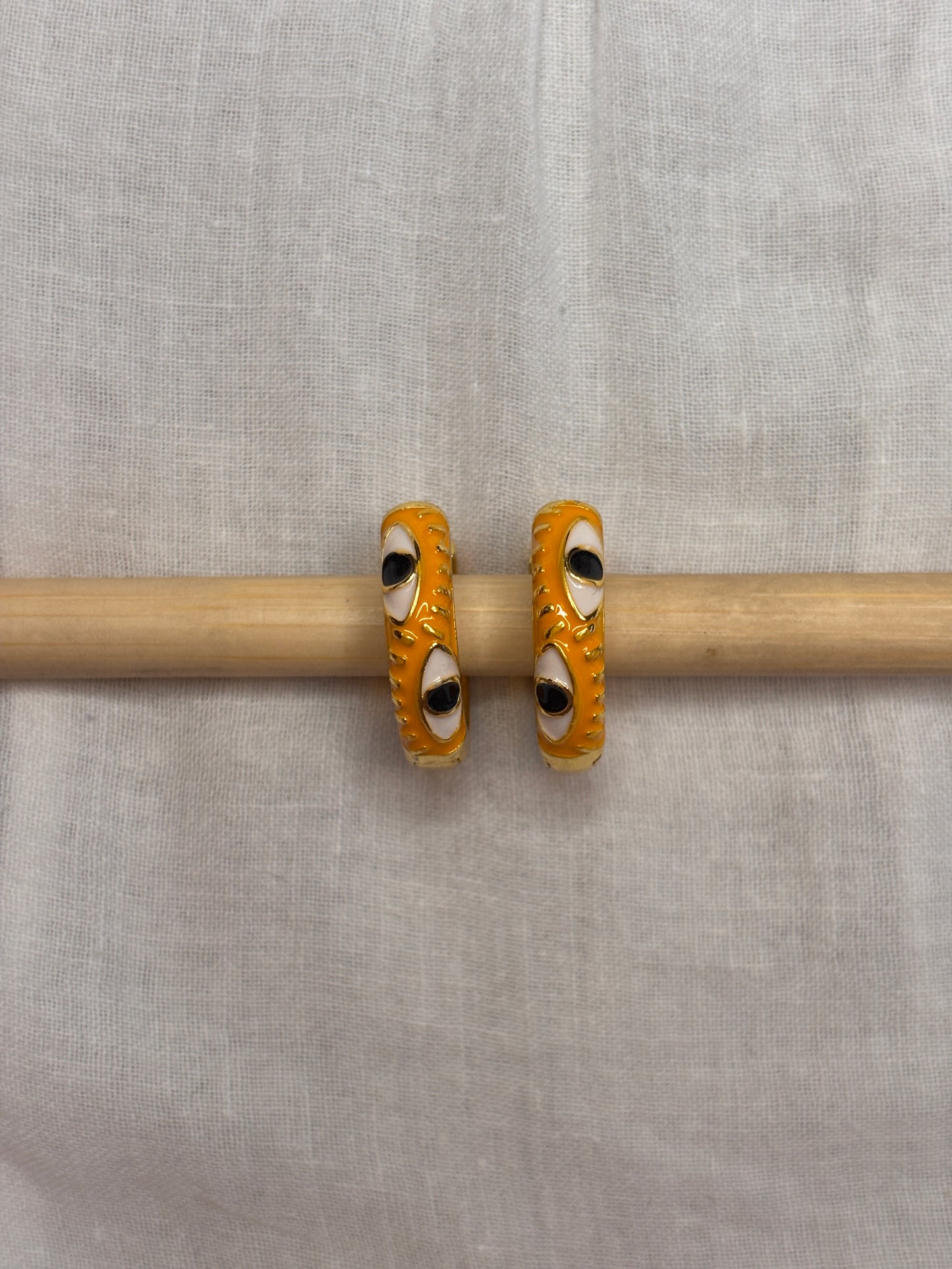 Yellow Snake Eye Mini Hoops