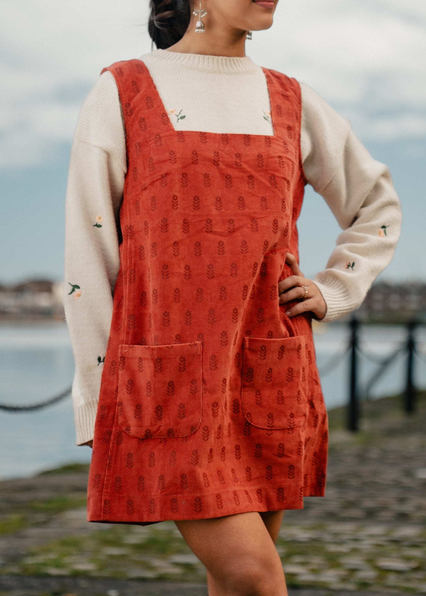 Burnt Orange Cord Dress