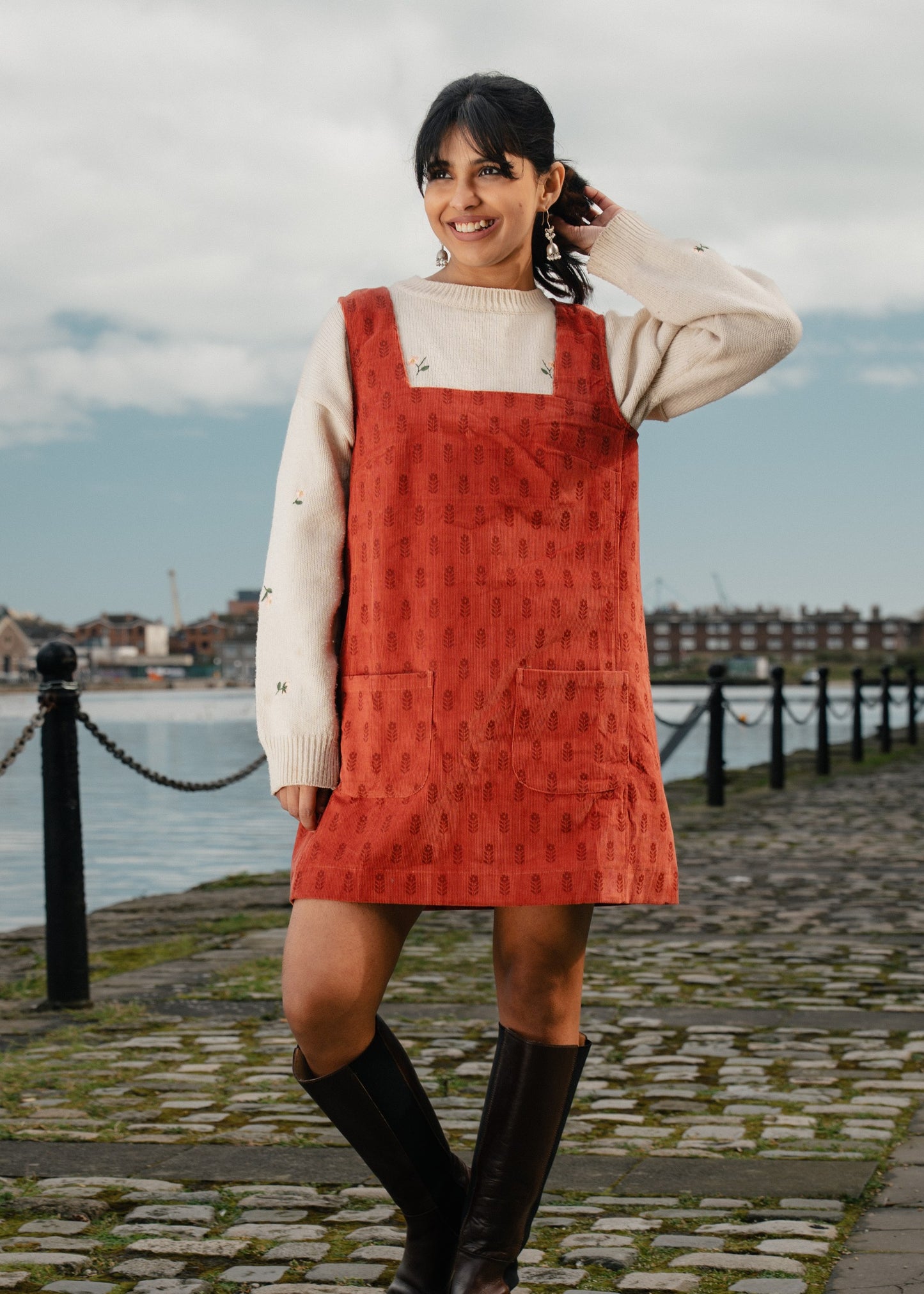 Burnt Orange Cord Dress