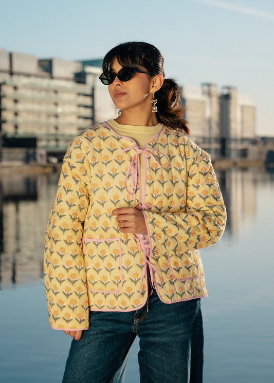 Bright Pink & Yellow Quilted Jacket