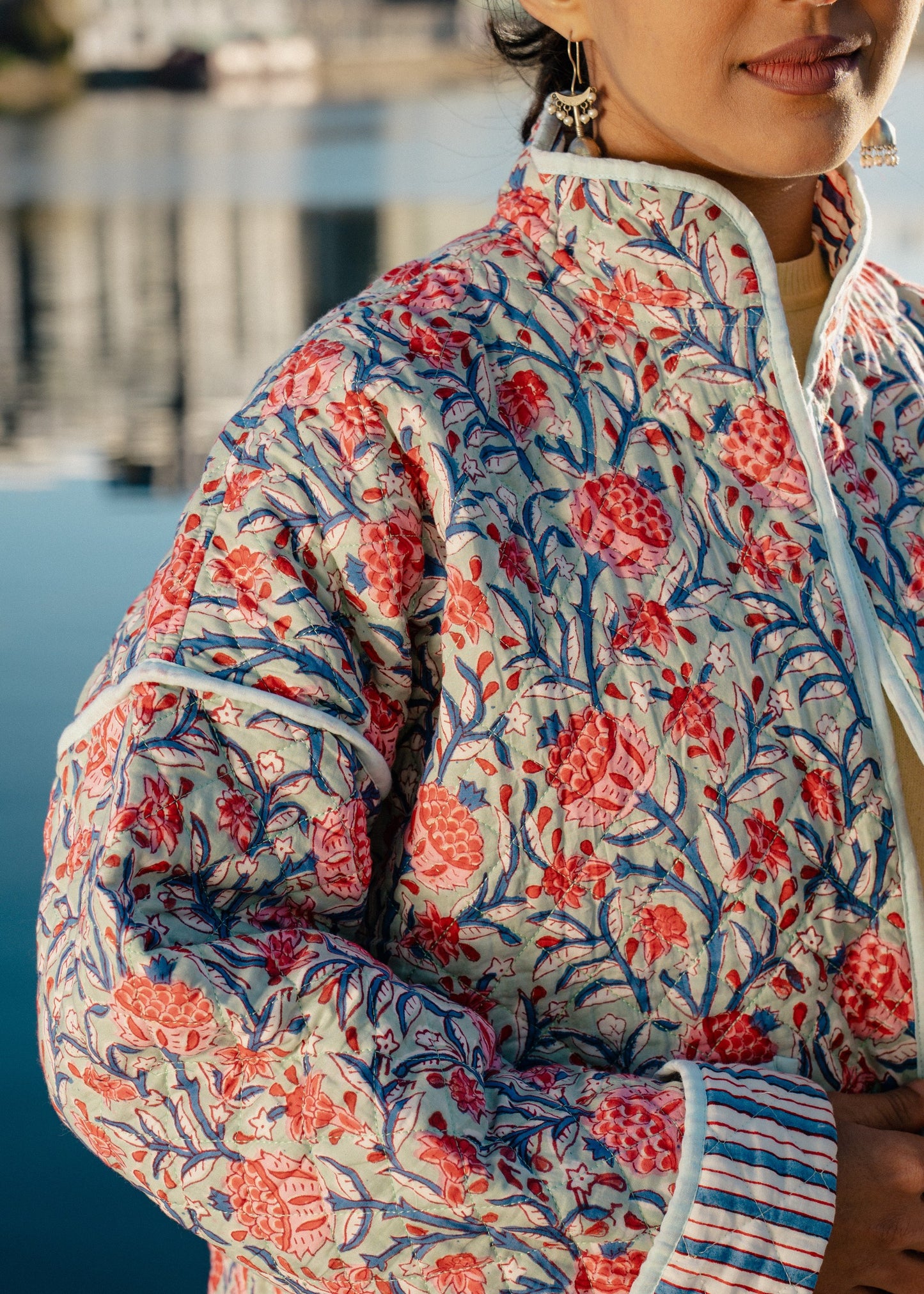 Blue Stripped Quilted Jacket