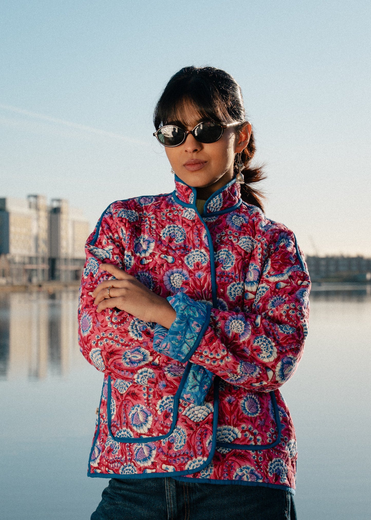 Red & Blue Reversible Quilted Jacket