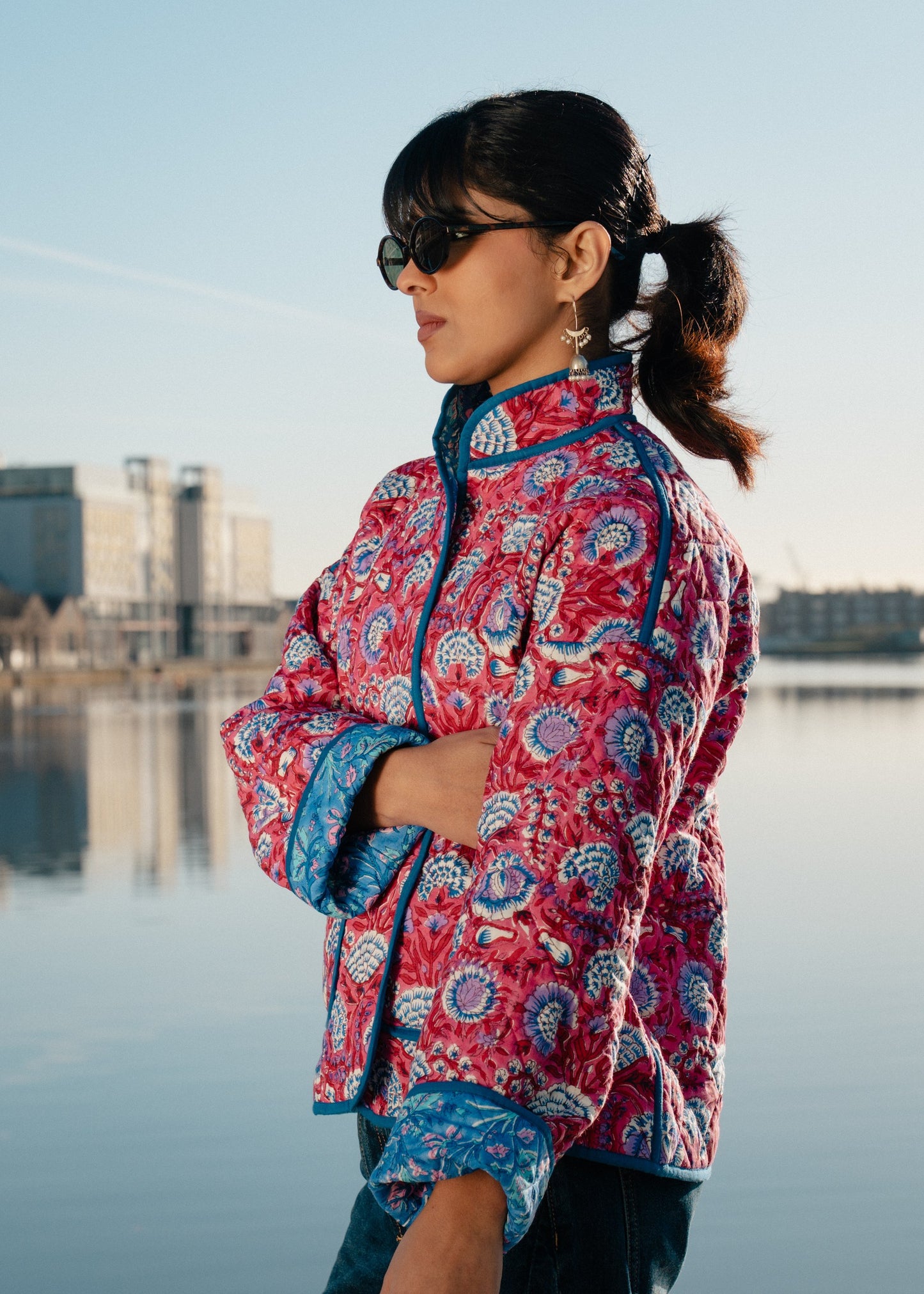 Red & Blue Reversible Quilted Jacket