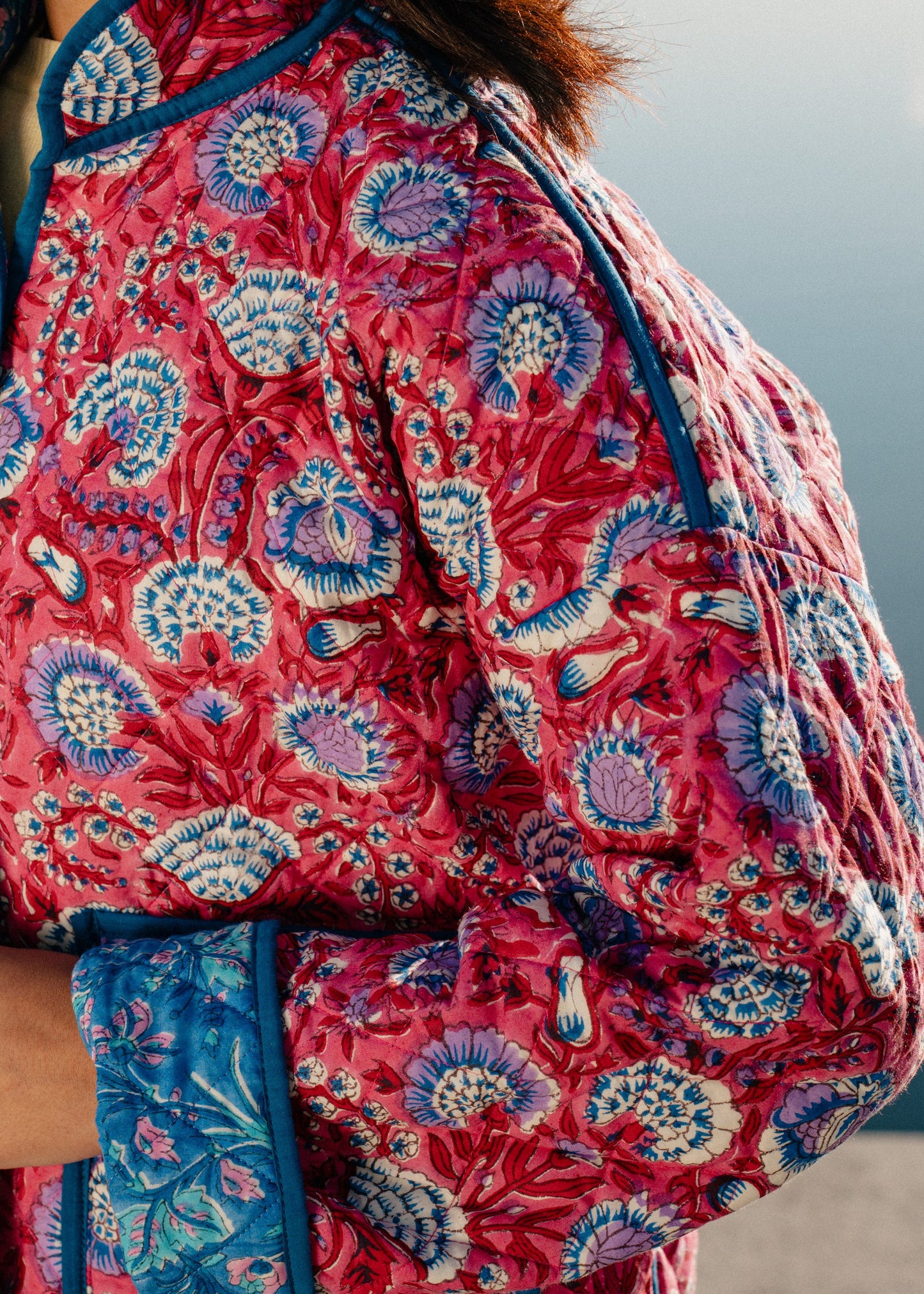 Red & Blue Reversible Quilted Jacket