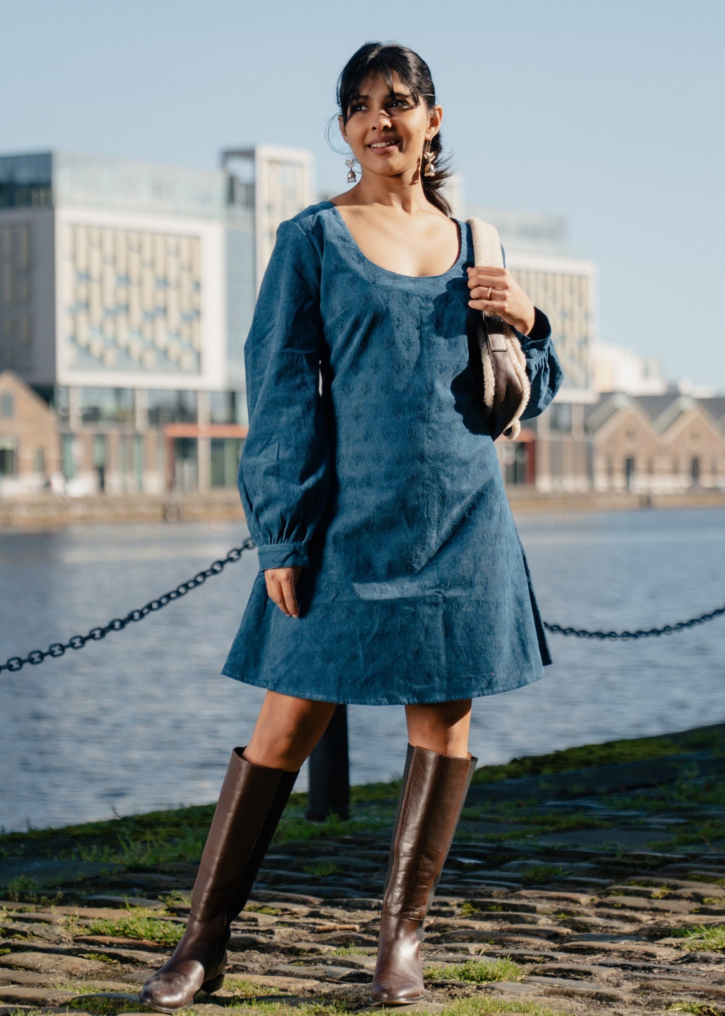 Lapis Blue Long Sleeve Dress
