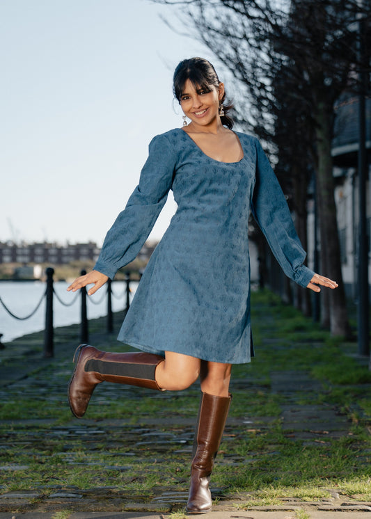 Lapis Blue Long Sleeve Dress