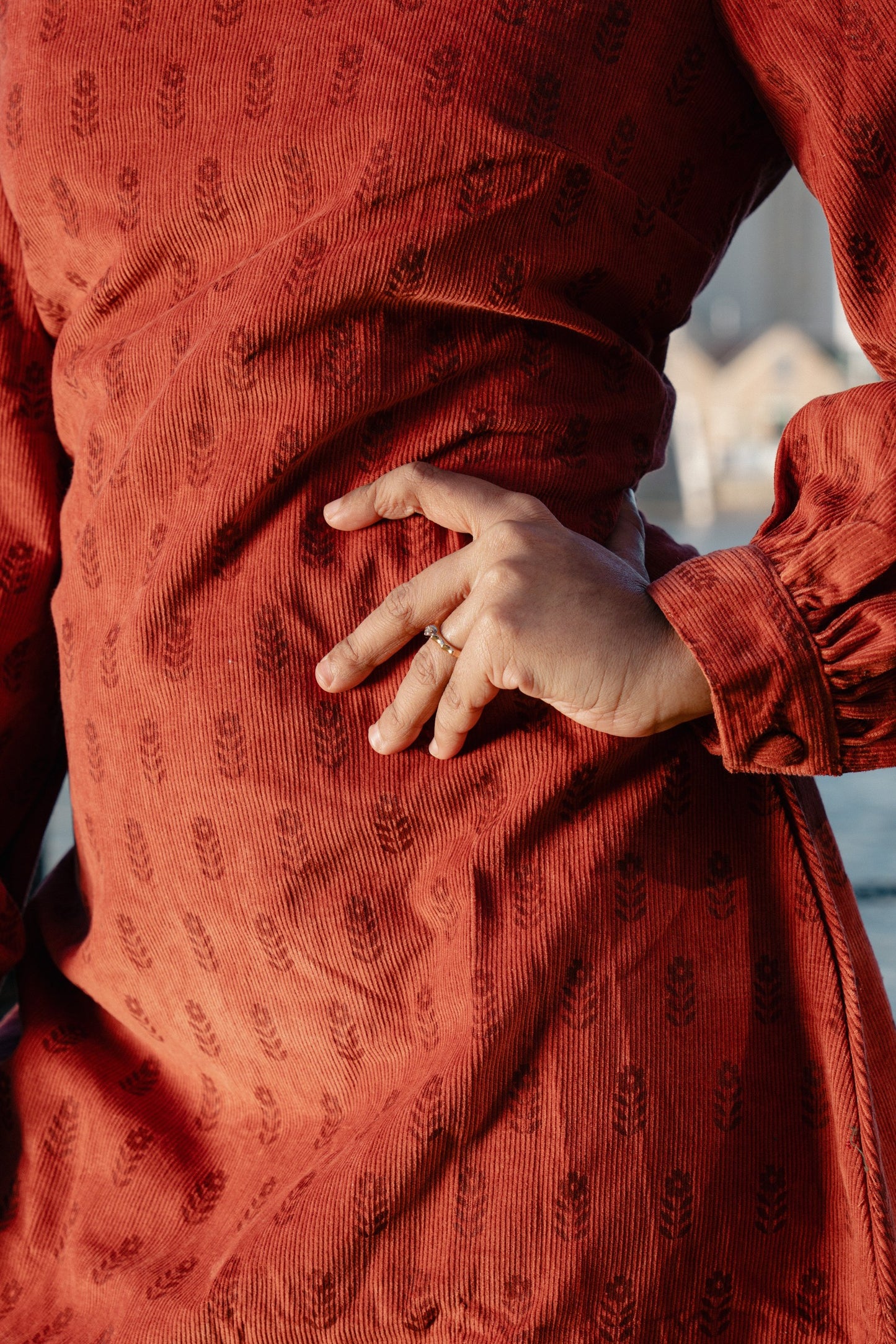 Burnt Orange Long Sleeves Dress