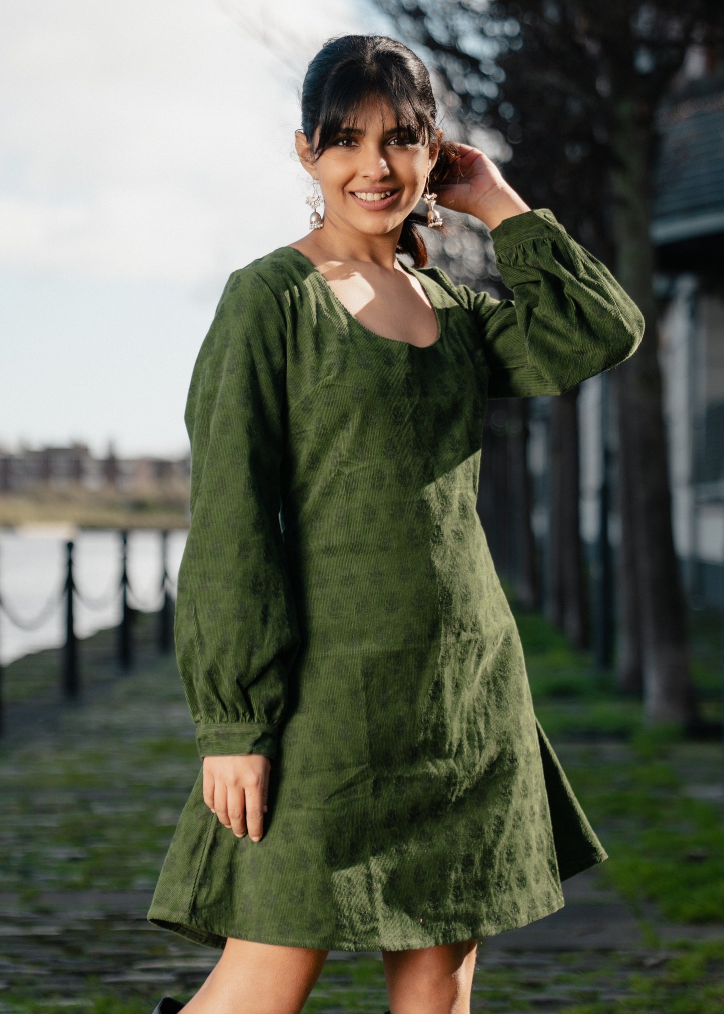 Forest Green Sleeve Dress