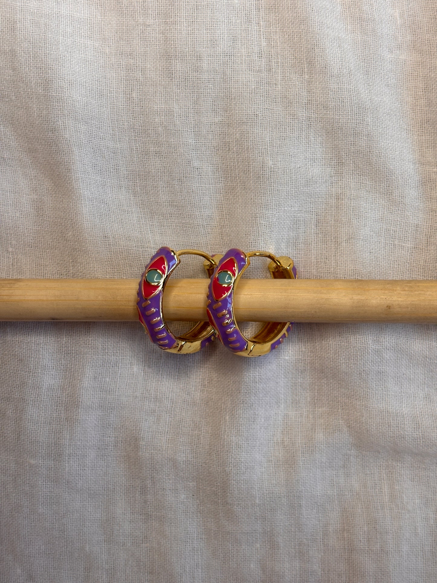 Purple Snake Eye Mini Hoops