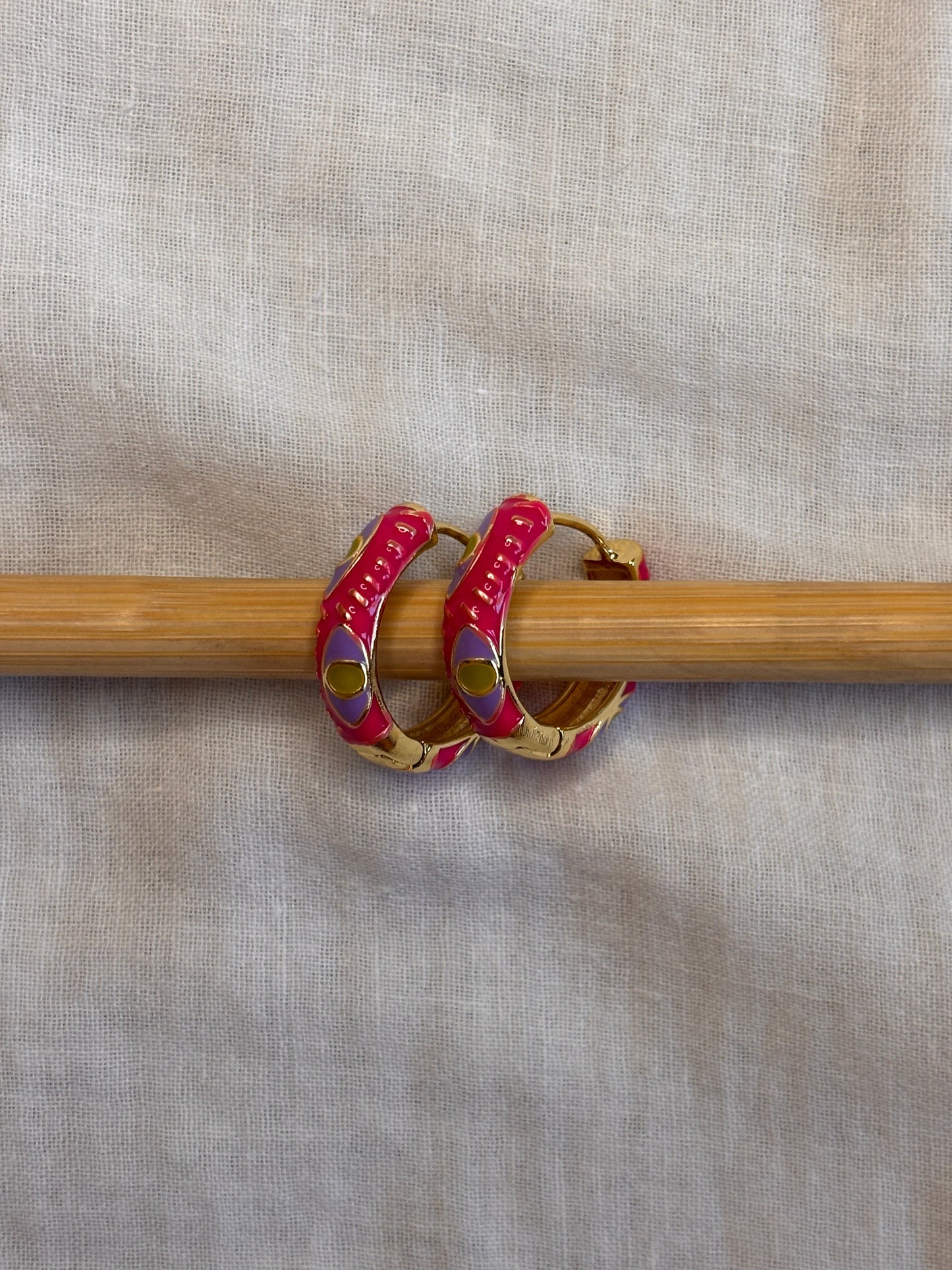 Pink Snake Eye Mini Hoops