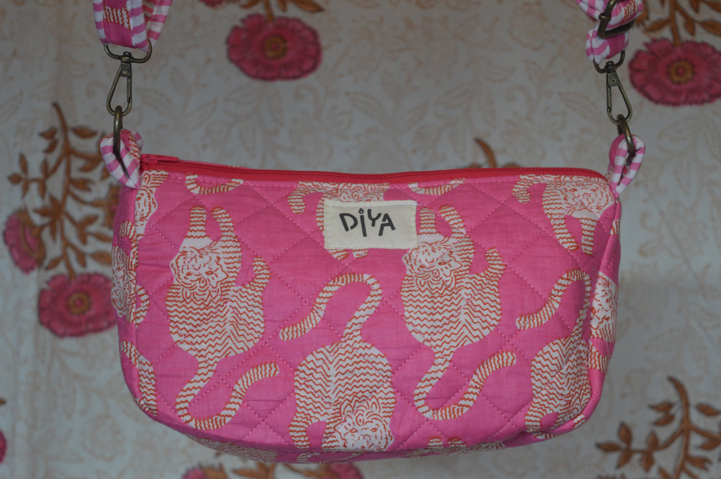 Pink Tiger Print Crossbody Bag