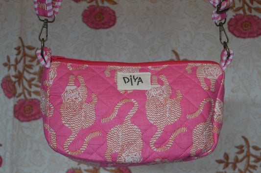 Pink Tiger Print Crossbody Bag