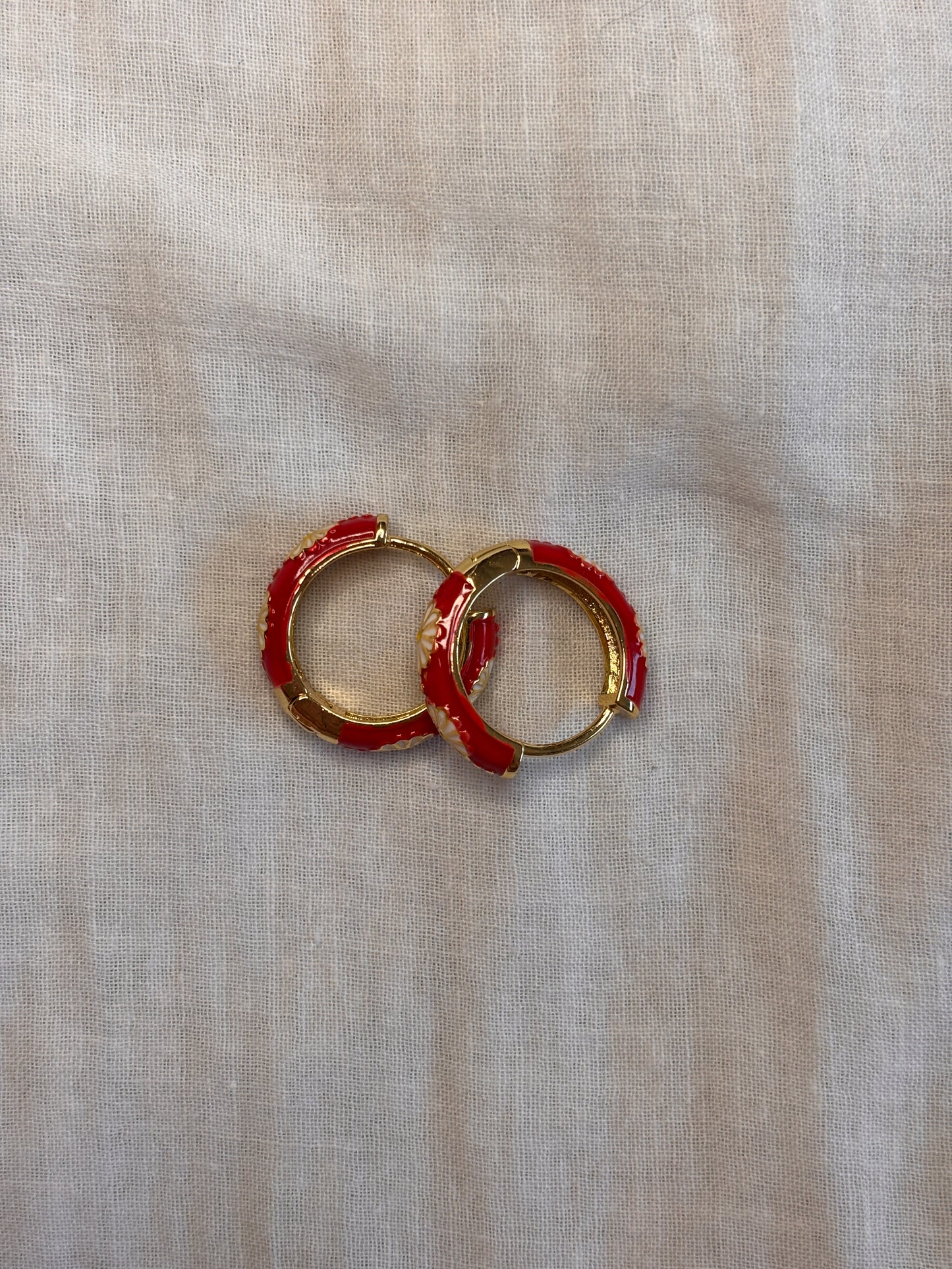 Red Daisy Mini Hoops