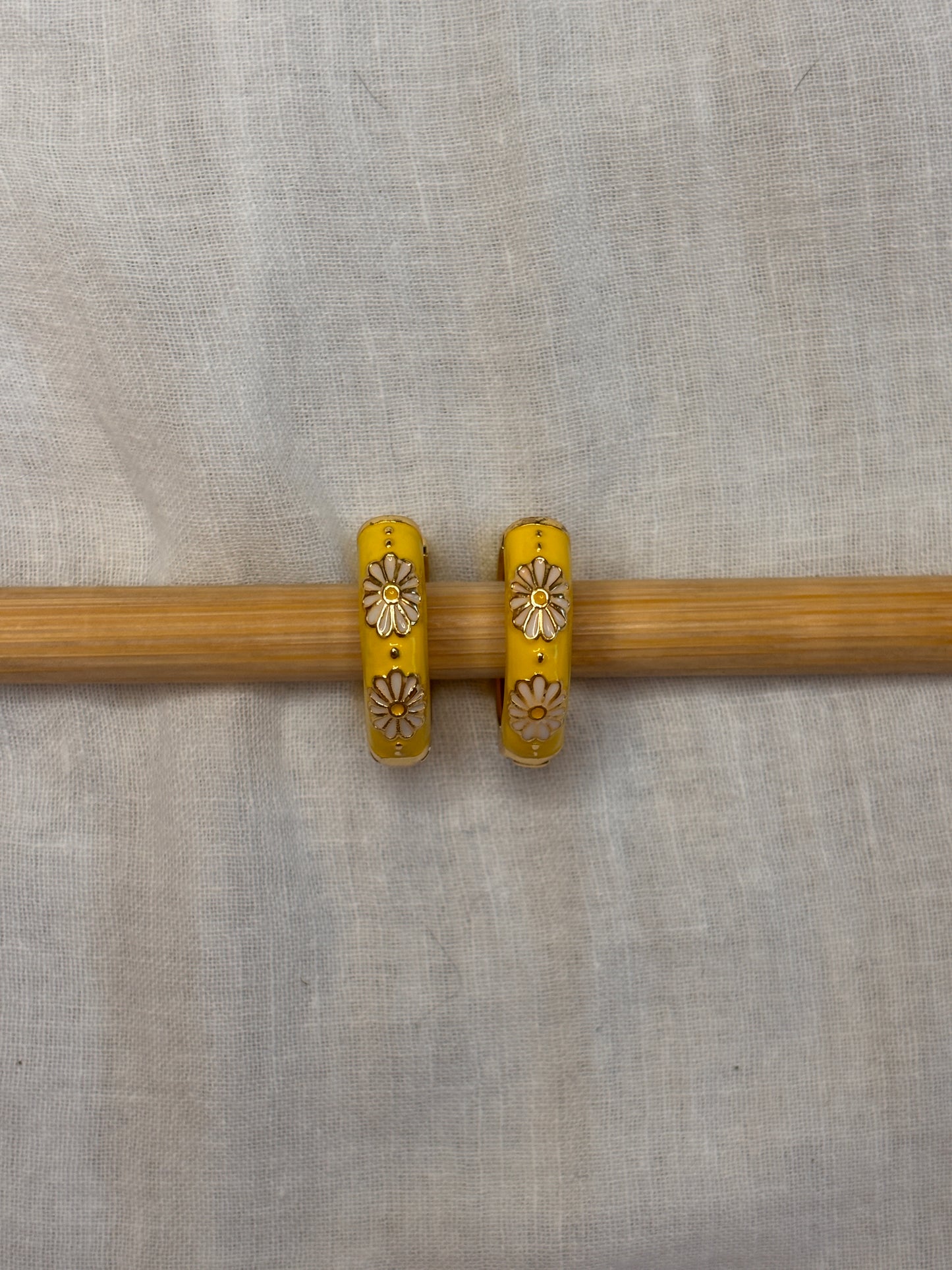 Yellow Daisy Mini Hoops