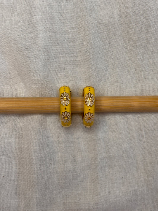 Yellow Daisy Mini Hoops