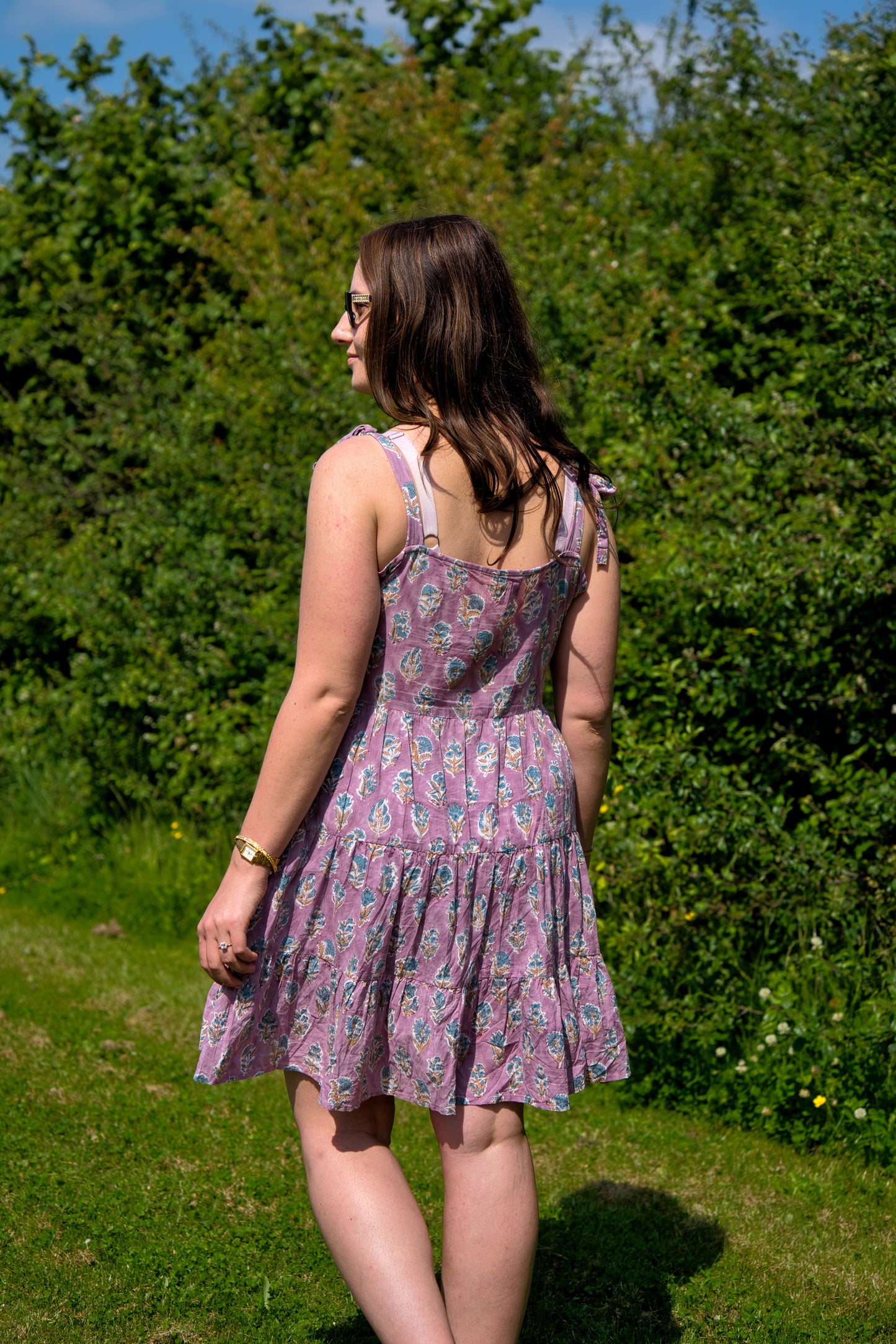 Lavender Block Print Dress