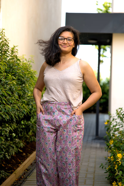Lavender Block Print Pants