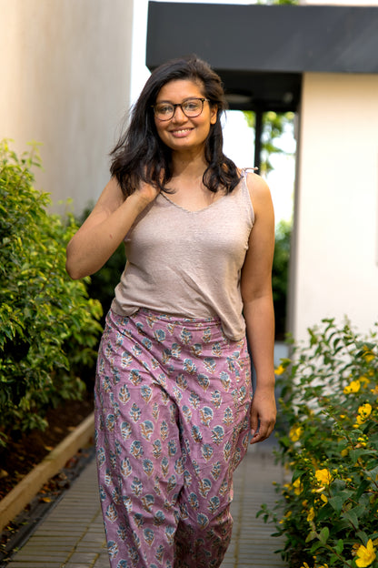 Lavender Block Print Pants