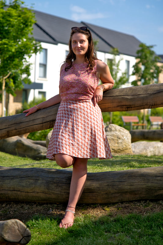 Dusty Pink Floral Short Skirt