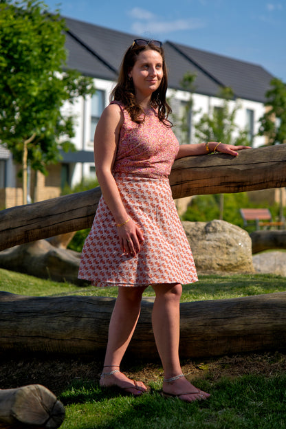 Dusty Pink Floral Short Skirt