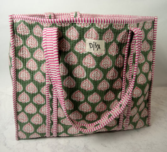 Green Quilted Tote